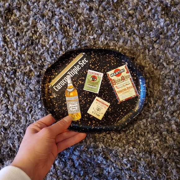 Vintage Small Tray (wooden) - Black w/ gold specs - Picture 3 of 4